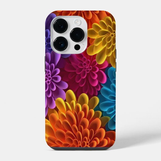 3D色数々のの花 iPhoneケース (裏面)