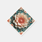 3D芸術的フローラ配置 スタンダードカクテルナプキン (角)