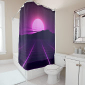 3D要素を使用した80sレトロの背景の図 シャワーカーテン (インサイチュ)