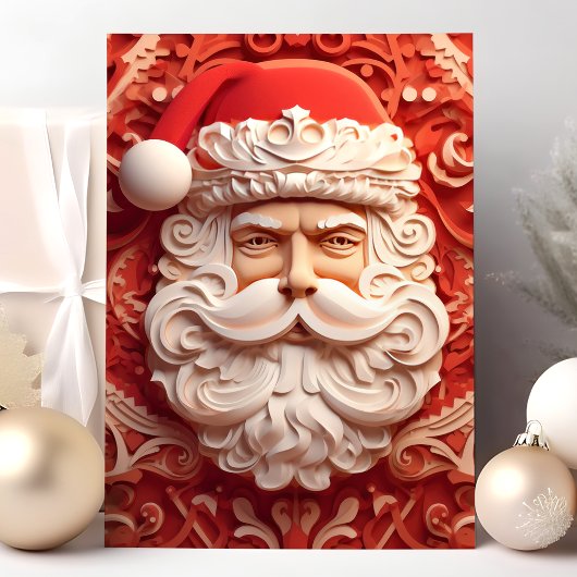 3D詳細サンタクロースのクリスマス シーズンカード