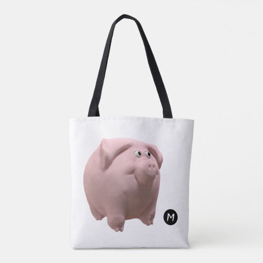 3D豚おもしろい年モノグラム選択カラーバッグ2 トートバッグ (裏面)