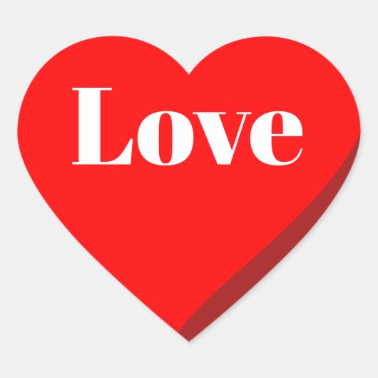 3D赤いハートラブステッカー ハートシール (正面)