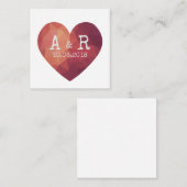 3d赤いハート対モノグラ結婚ム日付 ノートカード (正面/裏面)