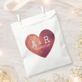 3d赤いハート対モノグラ結婚ム日付 フェイバーバッグ (クリップ留めされた状態)