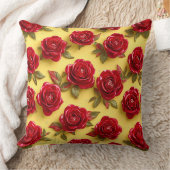 3d赤いバラ模様 クッション (ブランケット)