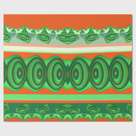 ~3D赤い緑のフラクタル~クリスマス ラッピングペーパー (フラット)