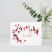 3D赤さくらんぼ花ありがとう ポストカード (スタンド正面)