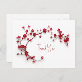 3D赤さくらんぼ花ありがとう ポストカード (正面/裏面)
