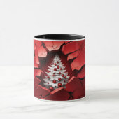 3D赤ひび割れウォールホリデーツリー マグカップ (中央)