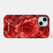 3D赤バラのシームレスパターン iPhone 15ケース (裏面横)