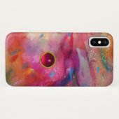 3D赤ルビー玉石付きピンクブルー抽象芸術 Case-Mate iPhoneケース (裏面(横))