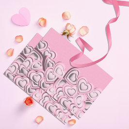 3D赤面ピンクハートバレンタインデークページ 薄葉紙