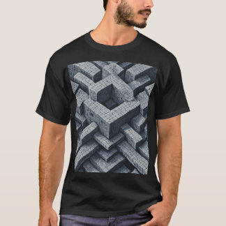 3D迷路：パース内のジオメトリキューブ Tシャツ