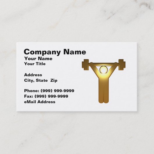 3D金ゴールドの重量挙げ選手 名刺 (正面)