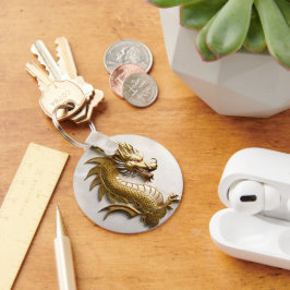 3D金ゴールドドラゴンエンブレム キーホルダー
