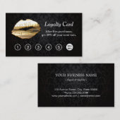 3D金ゴールドリップメイクアップサロンロイヤリティパンチカード ロイヤリティカード (正面/裏面)