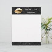 3D金ゴールド唇化粧アーティスト美しいサロン レターヘッド (スタンド正面)