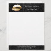 3D金ゴールド唇化粧アーティスト美しいサロン レターヘッド (正面/裏面)