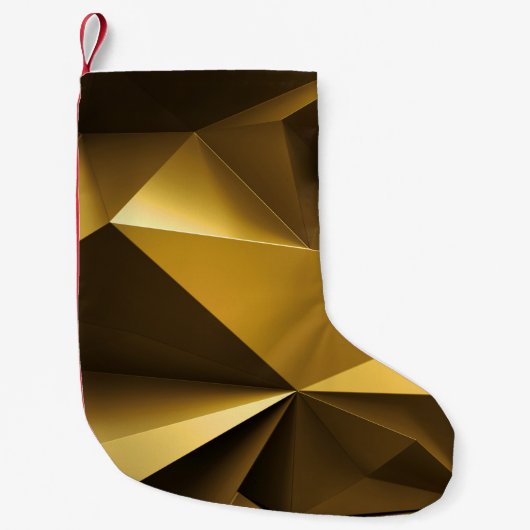 3D金ゴールド結晶抽象芸術パノラマ スモールクリスマスストッキング (正面)