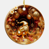 3D金ゴールドSanta句 セラミックオーナメント (裏面)