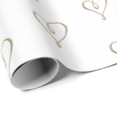 3D金属金ゴールドハート結婚旋回 ラッピングペーパー (ロールコーナー)