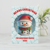 3D雪だるまのクリスマス シーズンカード (スタンド正面)
