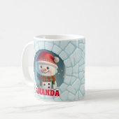 3D雪だるまカスタムクリスマスKidsホットチョコレート コーヒーマグカップ (正面左)