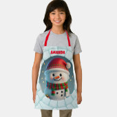 3D雪だるまクリスマスパーソナライズされたキッズ エプロン (インサイチュ)