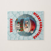 3D雪だるまクリスマスパーソナライズされたキッズ ジグソーパズル (横)