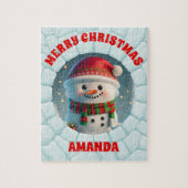 3D雪だるまクリスマスパーソナライズされたキッズ ジグソーパズル (縦)