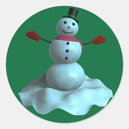 3D雪だるま ラウンドシール (正面)