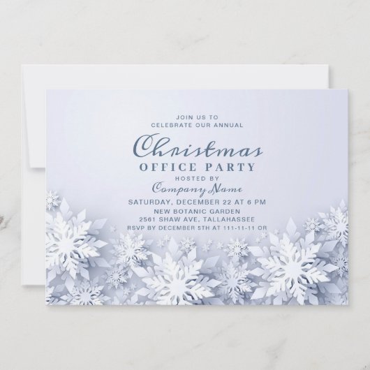 3D雪エレガント片のクリ企業のスマスパーティー 招待状 (正面)