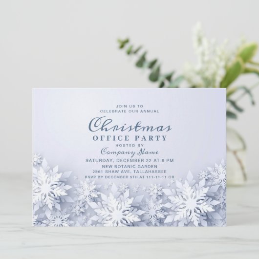 3D雪エレガント片のクリ企業のスマスパーティー 招待状 (スタンド正面)