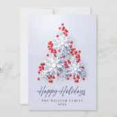 3D雪エレガント片クリスマスツリー挨拶 シーズンカード (正面)