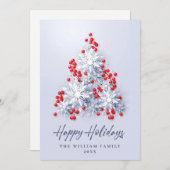 3D雪エレガント片クリスマスツリー挨拶 シーズンカード (正面/裏面)