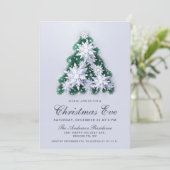 3D雪エレガント片ツリーホリデークリスマスイブ 招待状 (スタンド正面)
