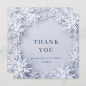 3D雪エレガント片企業のクリスマス サンキューカード (正面/裏面)