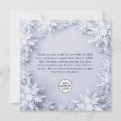 3D雪エレガント片企業のクリスマス サンキューカード (裏面)