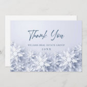 3D雪エレガント片企業のクリスマス サンキューカード (正面/裏面)