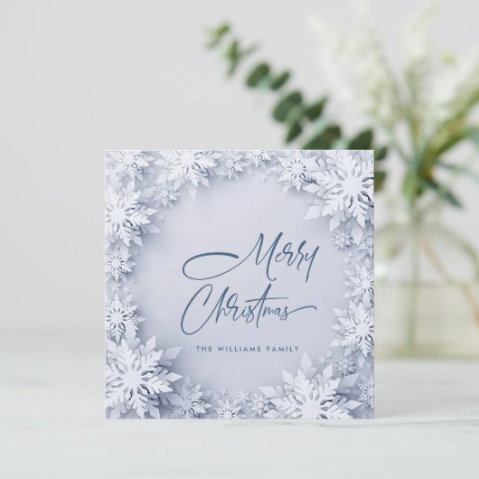 3D雪片エレガントクリスマスグリーティング シーズンカード (スタンド正面)