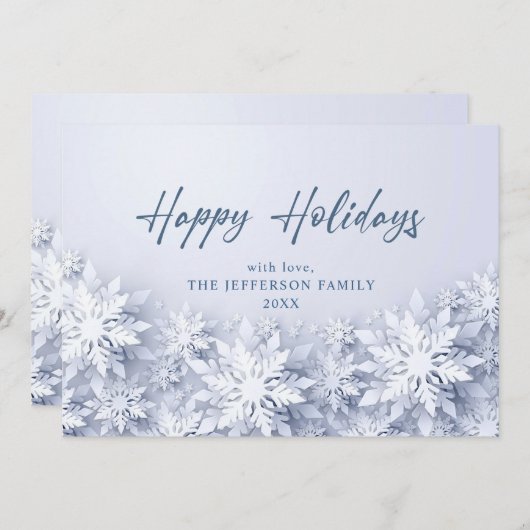 3D雪片エレガントクリスマスグリーティング シーズンカード (正面/裏面)