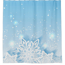 3D雪片 シャワーカーテン