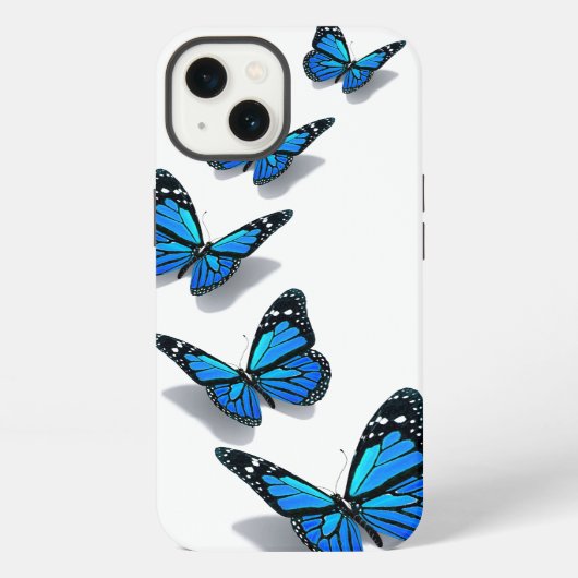 3D青い蝶のスマホケース iPhoneケース (裏面)