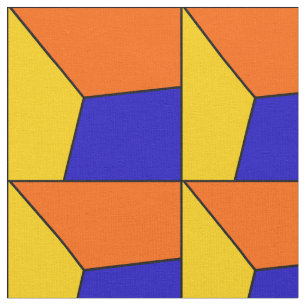 3D青い黄橙色の格子一見 ファブリック