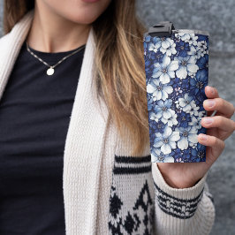 3D青とグレーのフローラ タンブラー