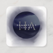 3D青と白の水色モノグラムロゴ スクエア名刺 (正面)