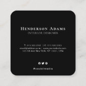 3D青と白の水色モノグラムロゴ スクエア名刺 (裏面)