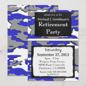 3d青の迷彩柄 招待状 (正面/裏面)