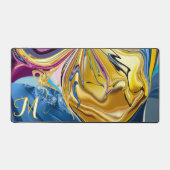 3D青金ゴールド石形一文字の液体抽象芸術 デスクマット (正面)