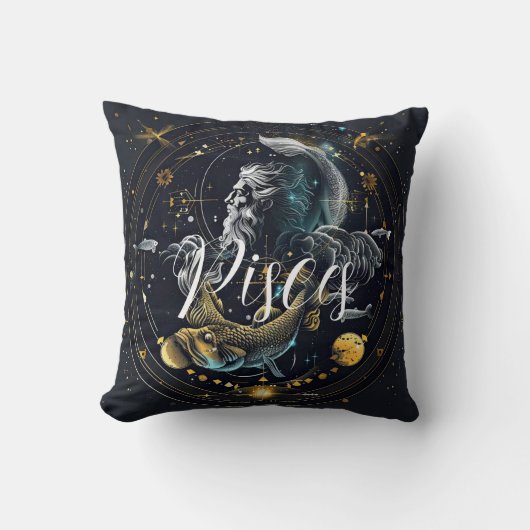 3D魚座の星座のグラフ クッション (正面)